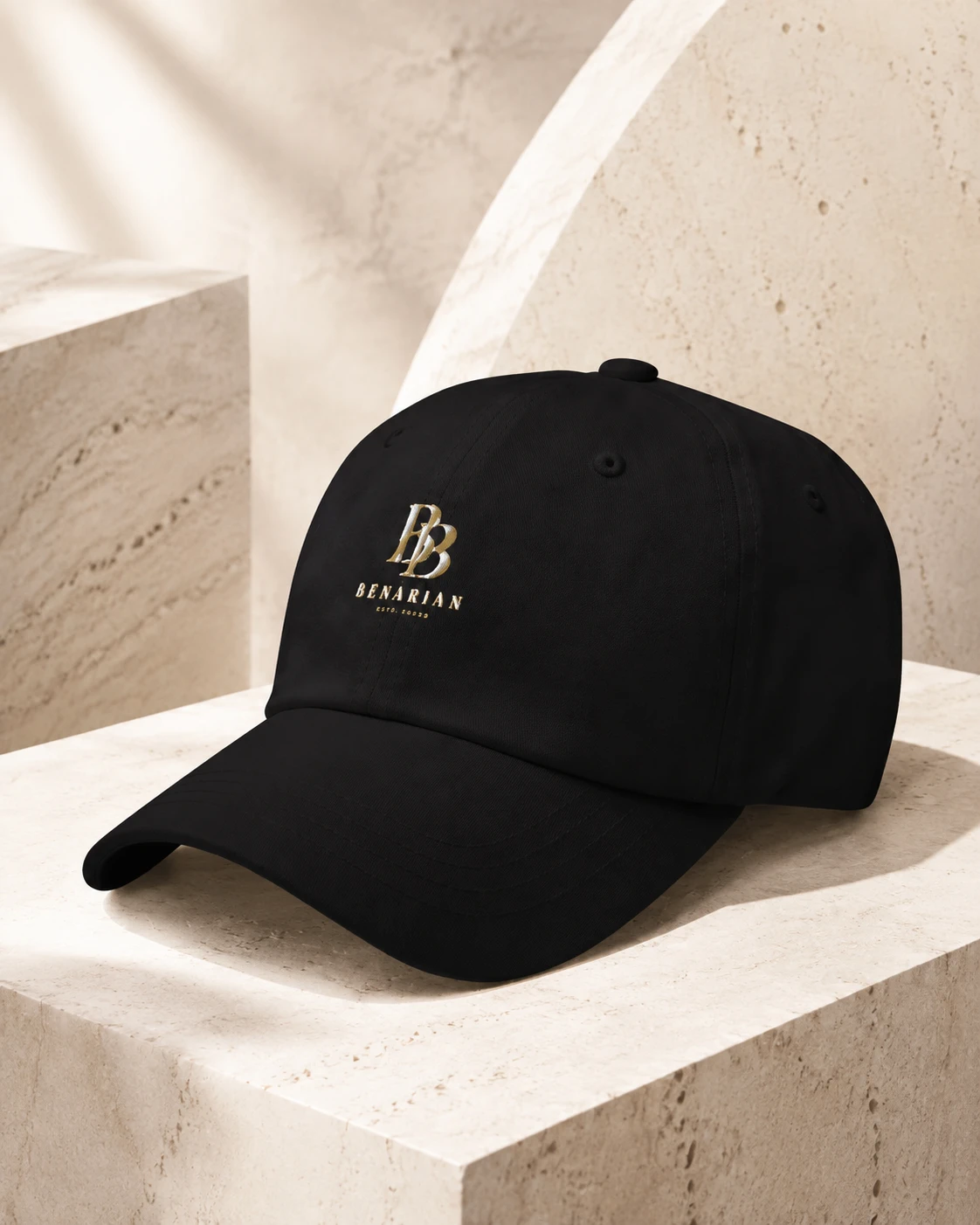 BENARIAN Signature Cap in black with gold embroidery
